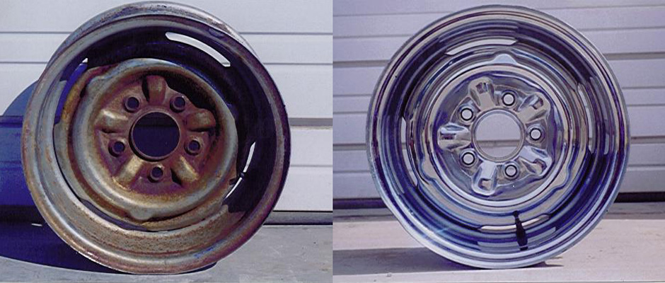 before and after rusty chrome cleaned with evapo-rust